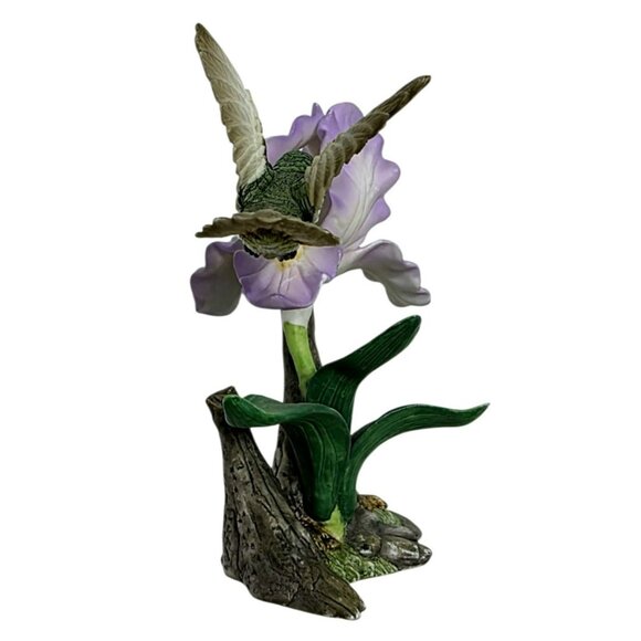 Vintage Hummingbird Purple Iris Figurine Roman Collectible Floral Porcelain READ - Picture 5 of 10